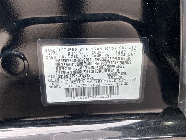 2019 Nissan Versa 1.6 S